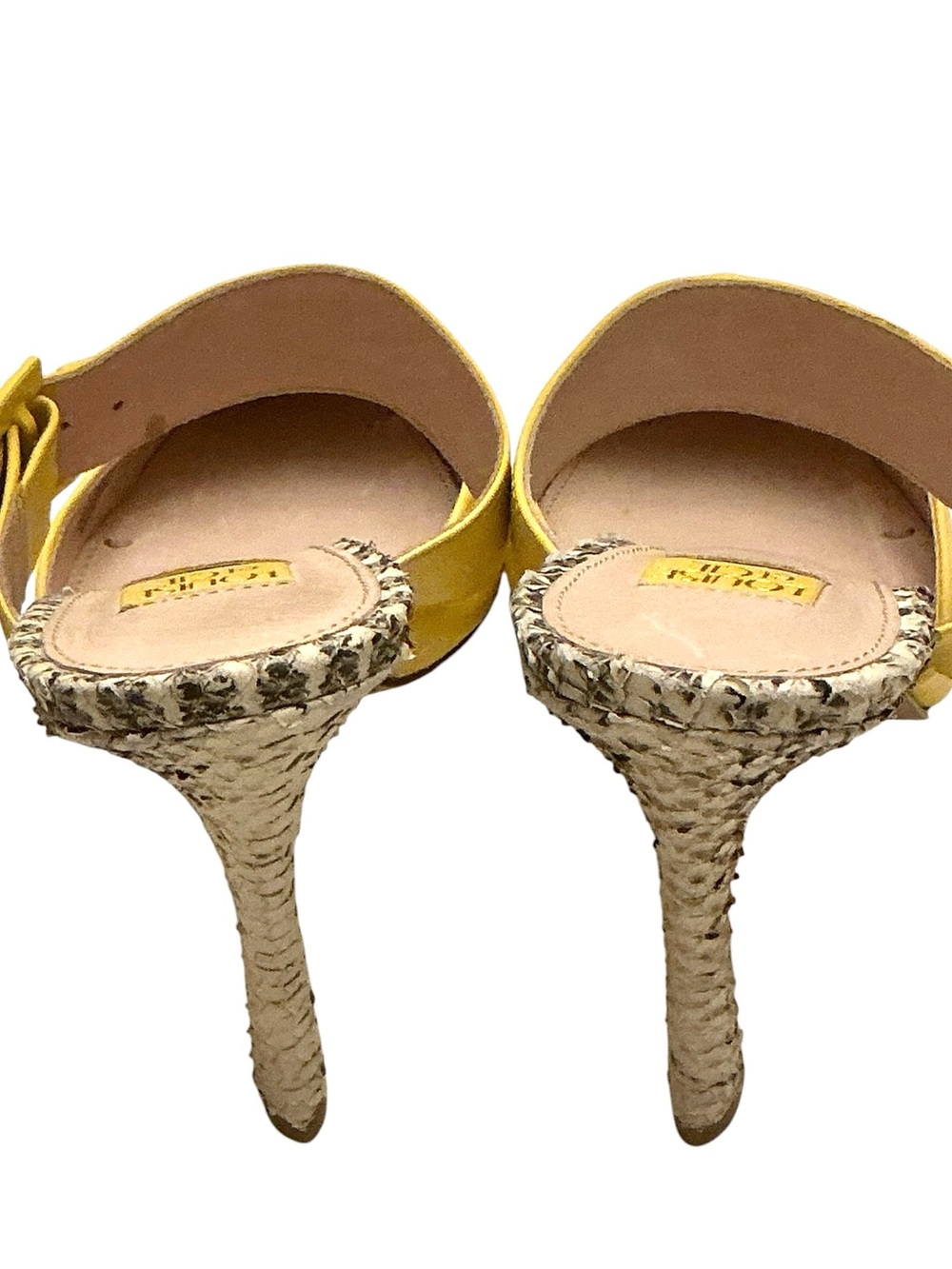 Louise et Cie Talia Yellow Leather Mule Snakeskin Heels Sexy Slip-ons Size-9.5 - Picture 10 of 15
